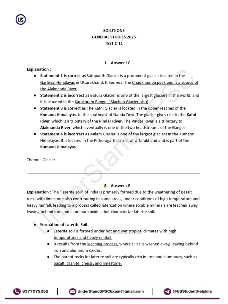 Geo - Test 2 Solution | PDF | Cyclone | Himalayas