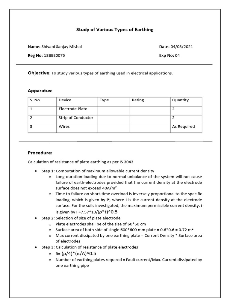 Types of Earthing in Electrical Systems | PDF | Electrical Components ...