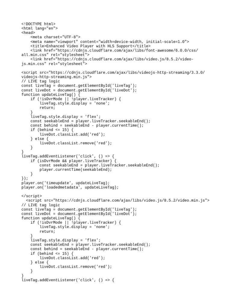 HLS Video Player Implementation Guide | PDF