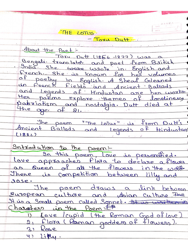 The Lotus Summary. Final Year. | PDF