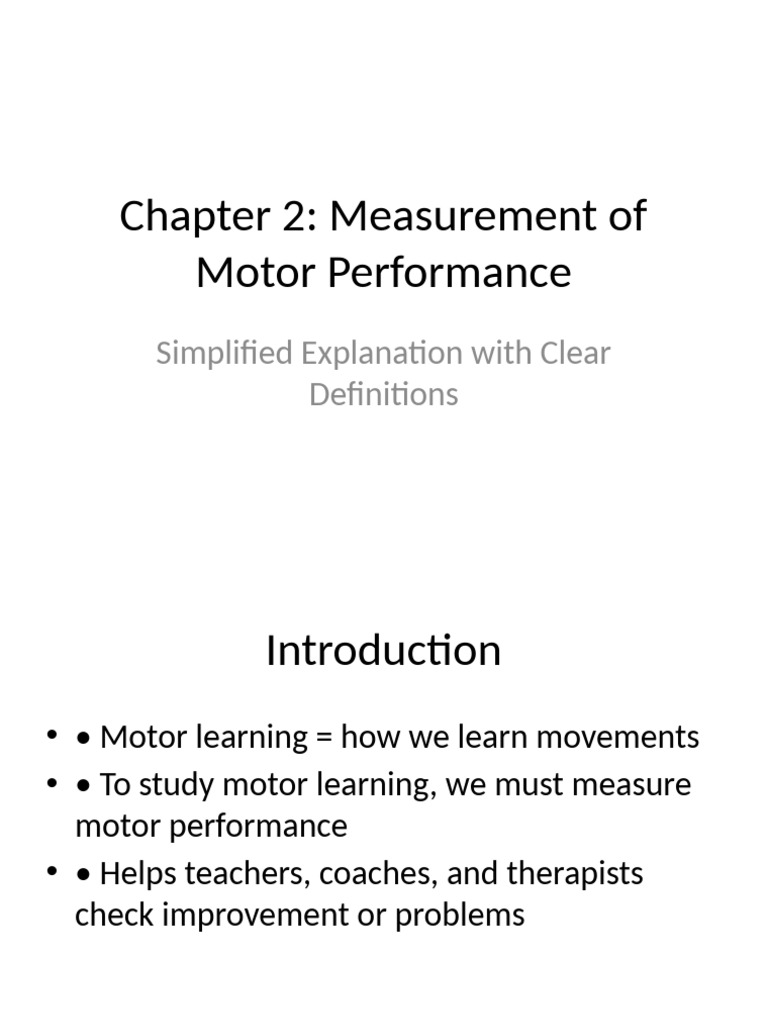 Understanding Motor Performance Measures | PDF