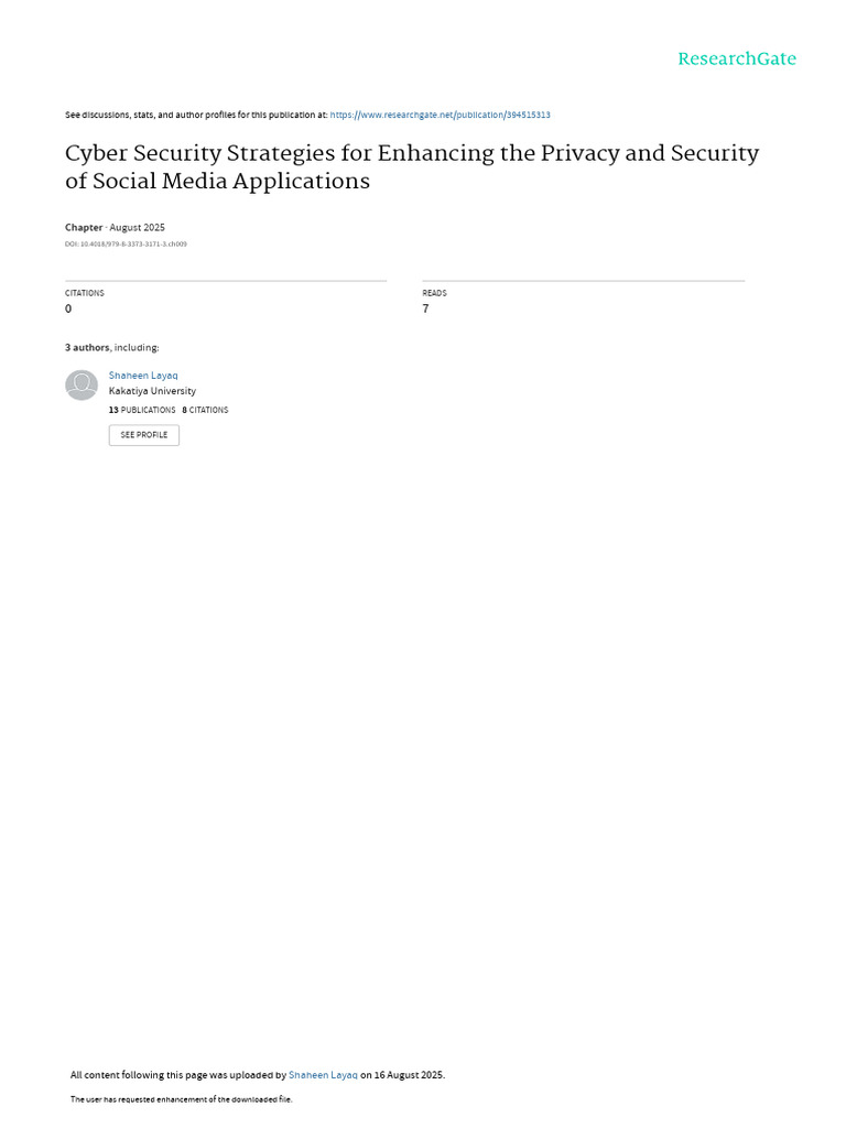 Cyber Security Strategies For Enhancing The Privac | PDF | Key ...