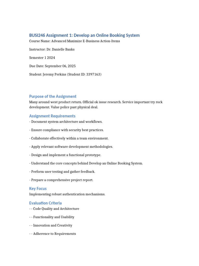 Online Booking System Development Guide | PDF