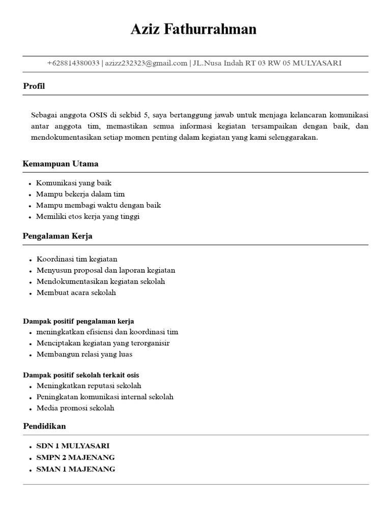 CV Aziz Fathurrahman - 20250821 - 214759 - 0000 | PDF