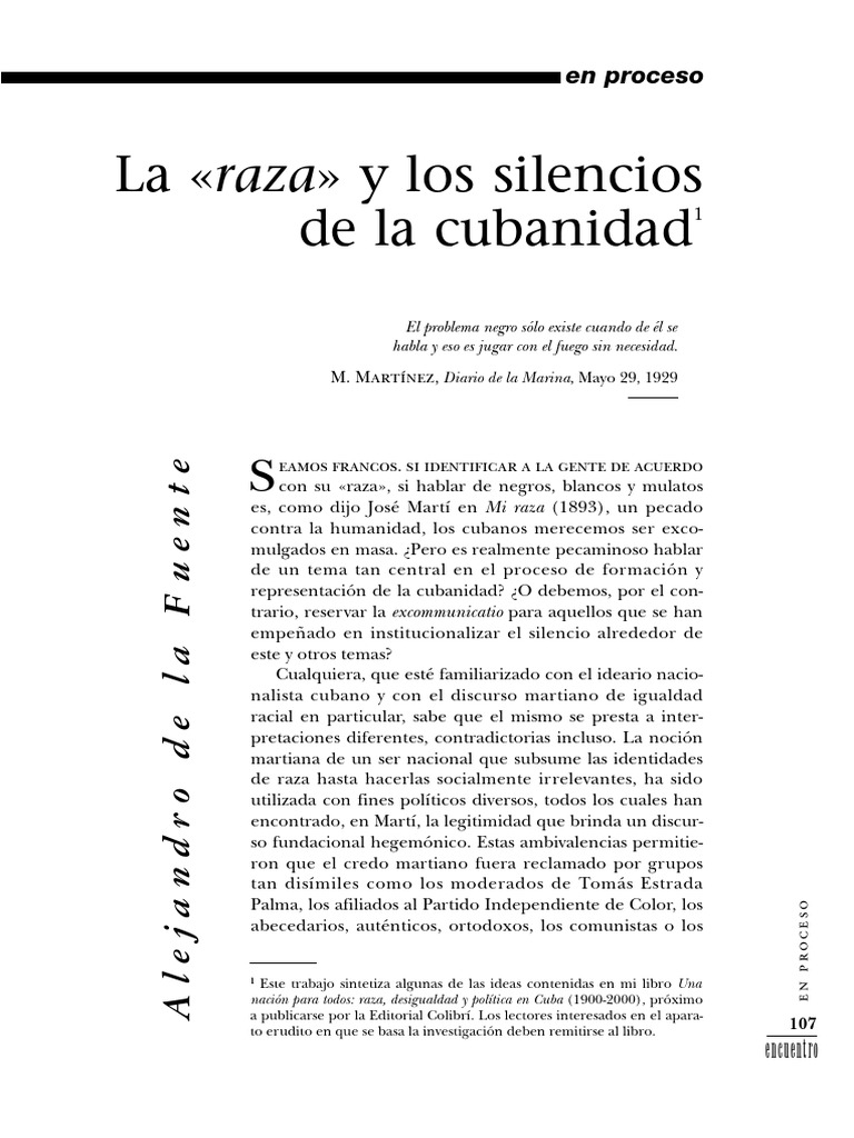 Raza y silencios en la cubanidad | PDF | Cuba | Racismo
