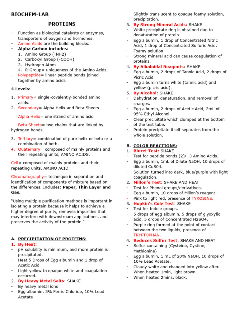 Proteins (Lab Reviewer) | PDF | Diabetes | Acid