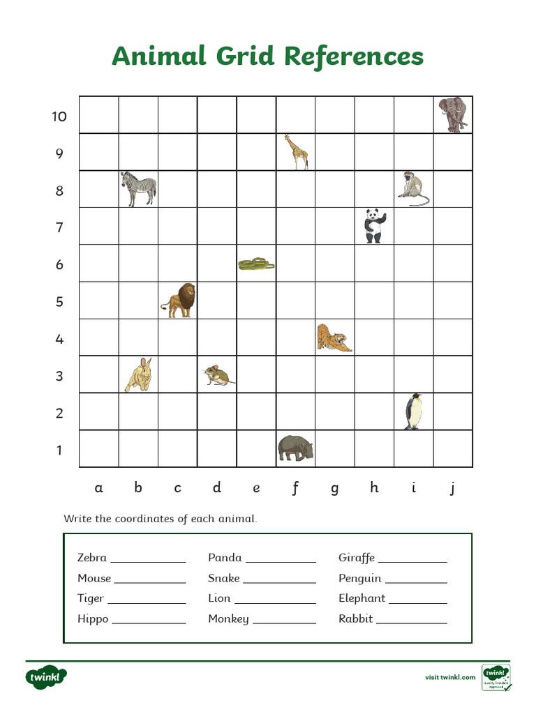 t2 M 278 Animal Grid References Activity Sheet Ver 5 | PDF