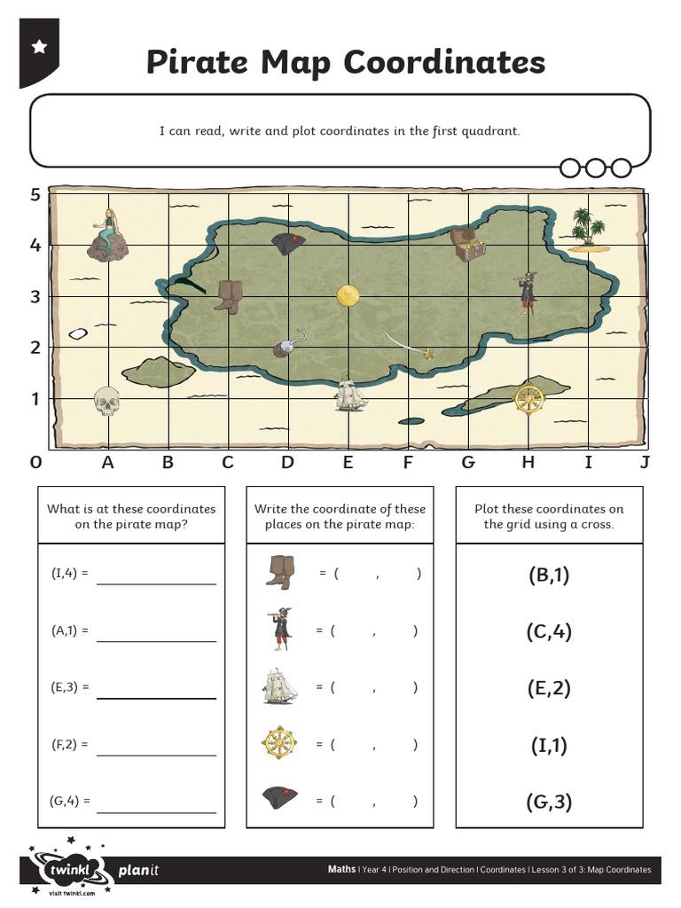 Pirate Map Coordinates for KS2 Maths | PDF | Cartesian Coordinate System