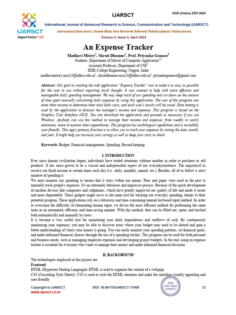 Expense Tracker Web Application Overview | PDF | Expense | Databases