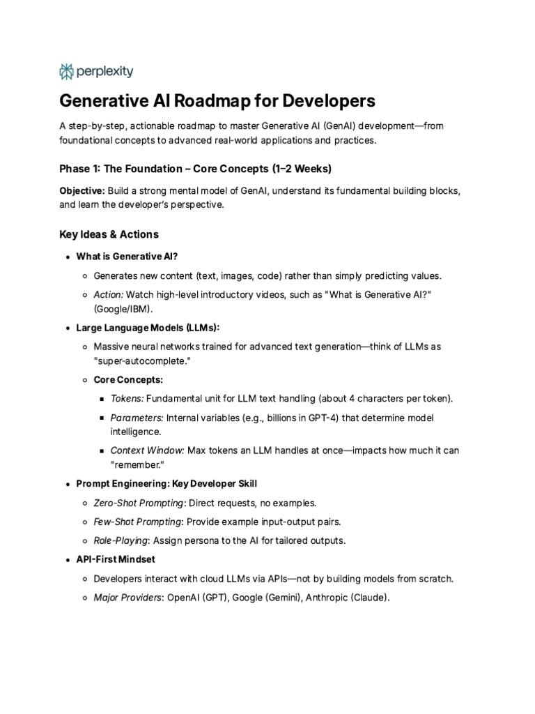 Generative AI Developer Roadmap | PDF | Artificial Intelligence ...