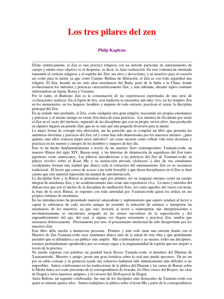 Los Tres Pilares Del Zen PDF zen Meditación