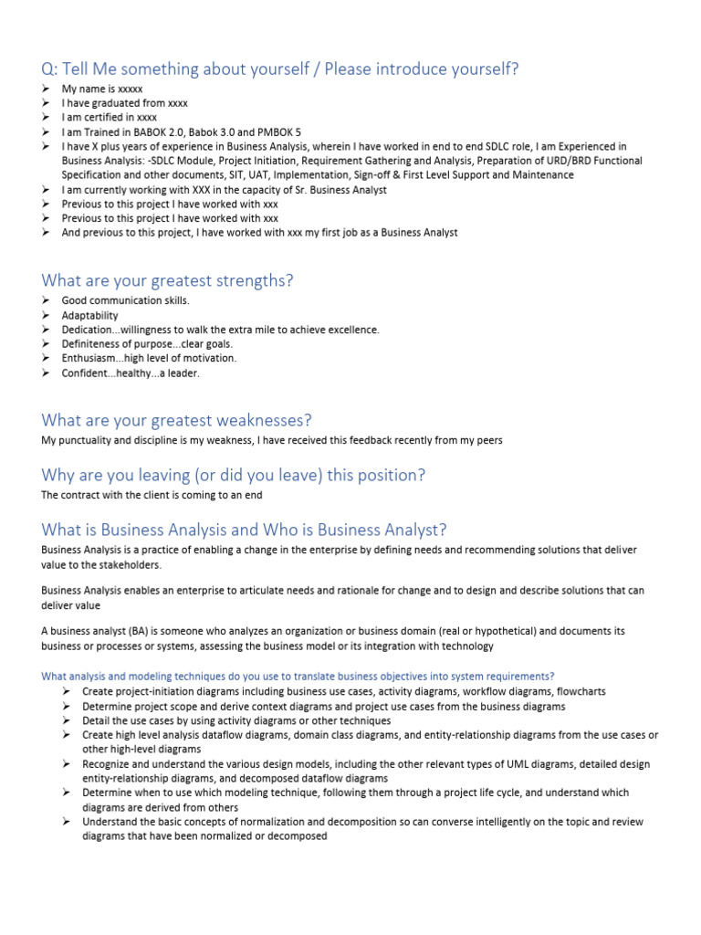 Business Analyst Interview Insights | PDF | Table (Database) | Use Case