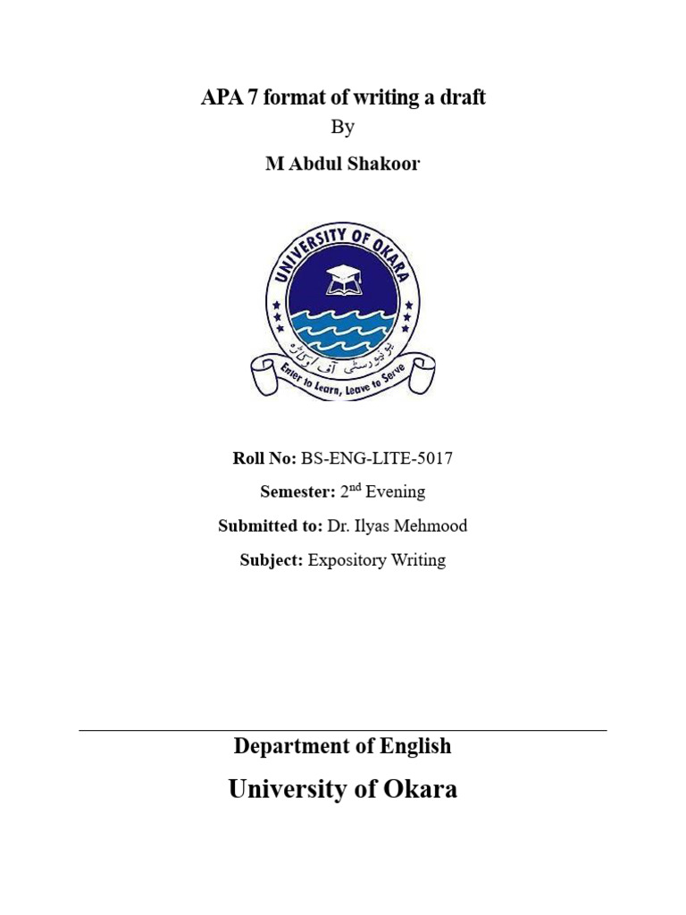 APA 7 Draft Writing Guidelines | PDF | Apa Style | Plagiarism