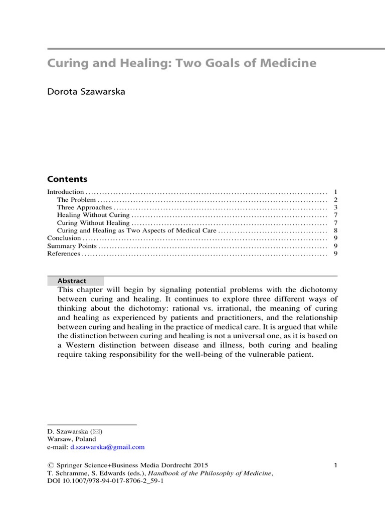 Curing vs. Healing in Medicine | PDF | Faith Healing | Alternative Medicine