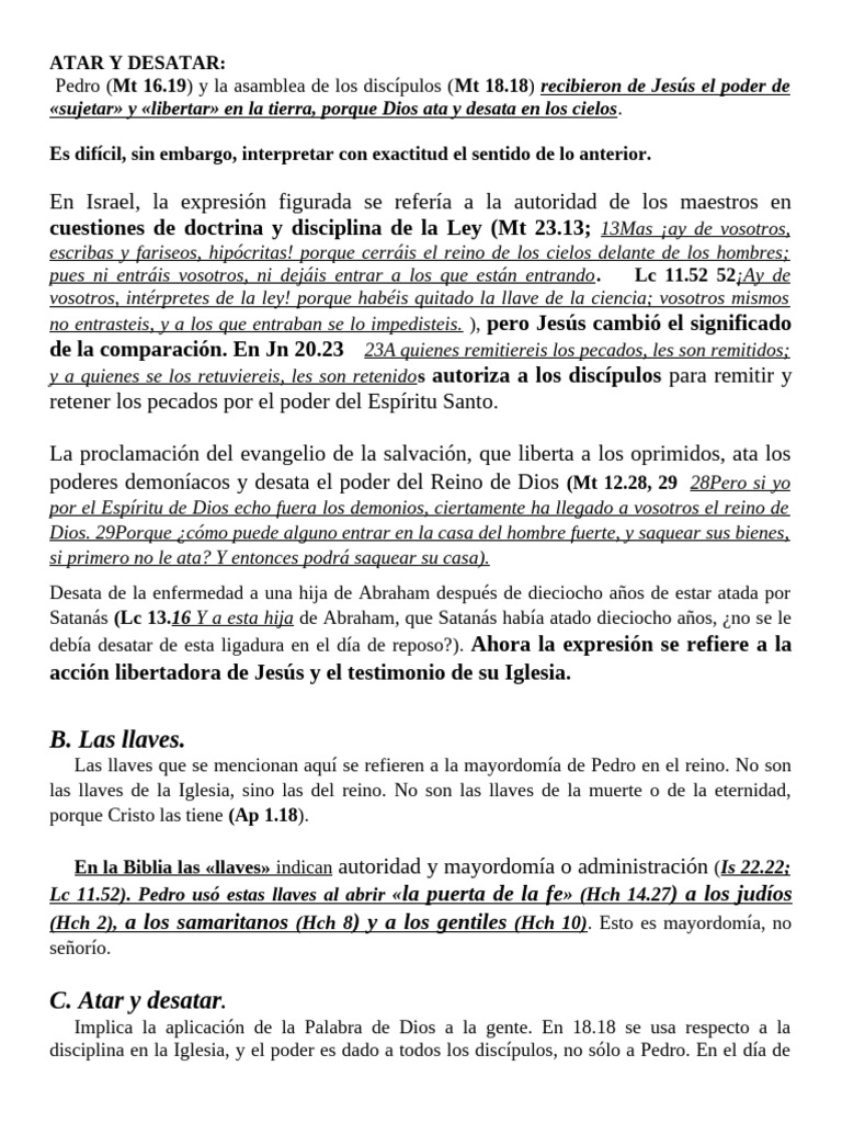 Poder de Atar y Desatar en Cristo | PDF | Jesús | Cristo (título)