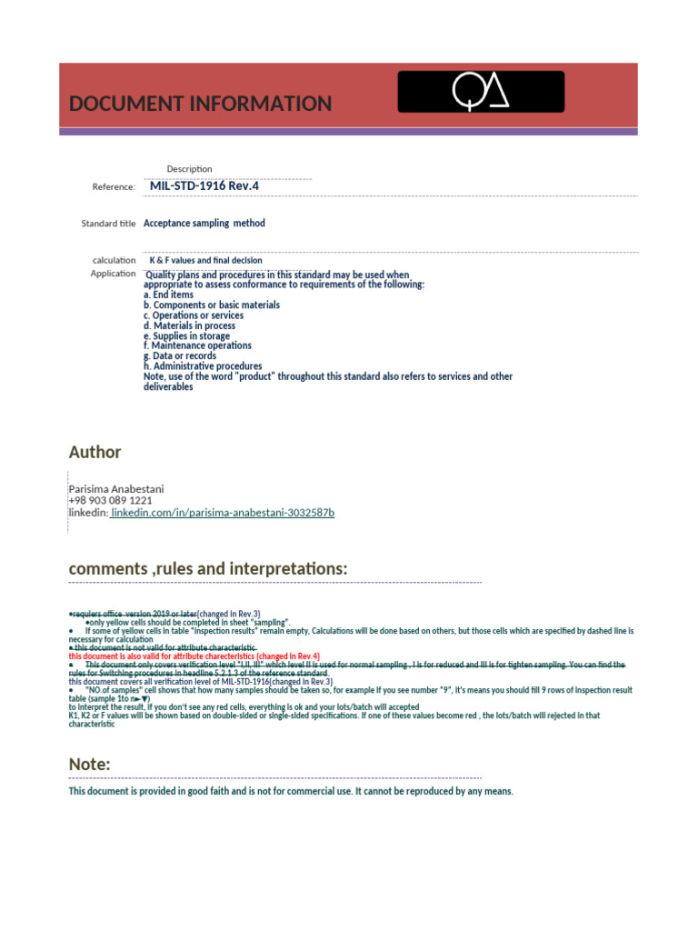 MIL-STD-1916 Acceptance Sampling Guide | PDF | Verification And ...