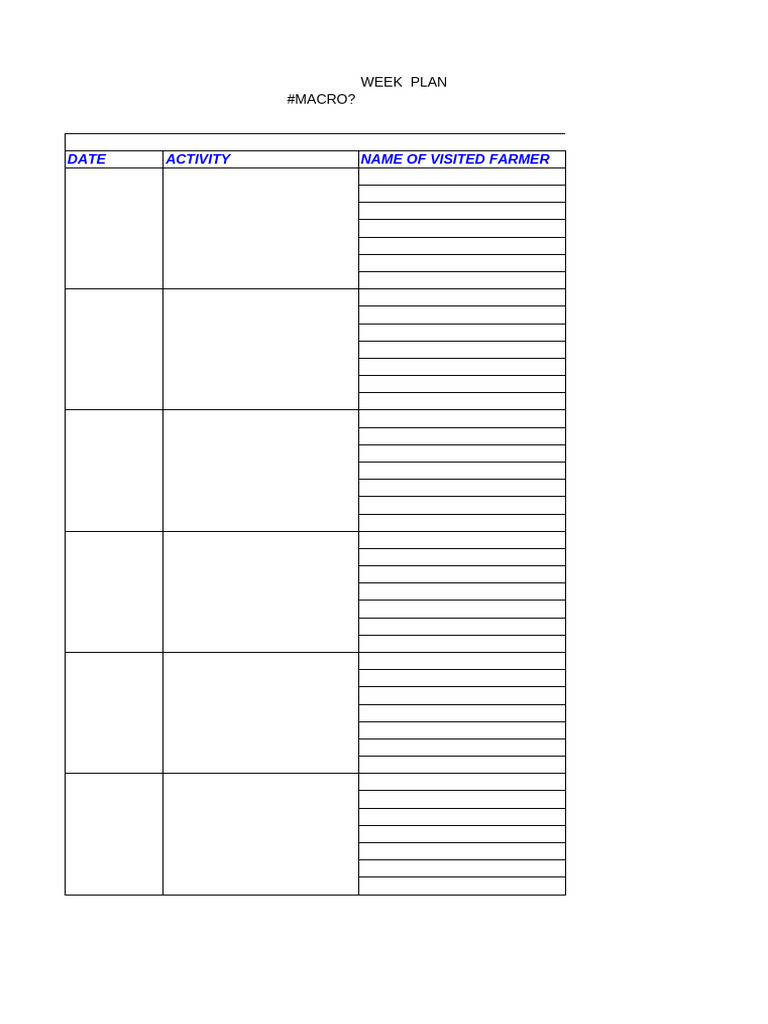 Weekly Farm Visit Schedule | PDF