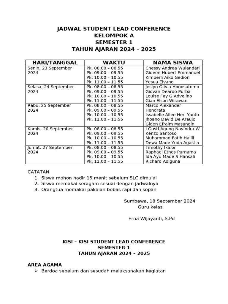 Jadwal Student Lead Conference 2024 | PDF