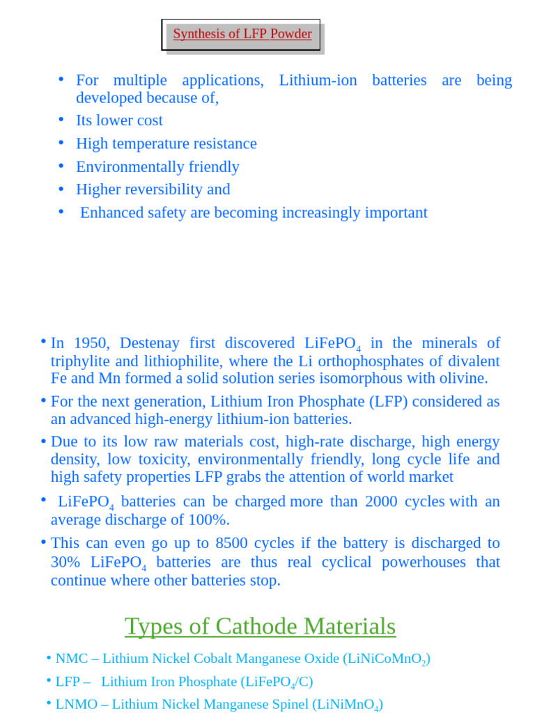 Lithium Iron Phosphate Battery Synthesis | PDF | Lithium Ion Battery ...
