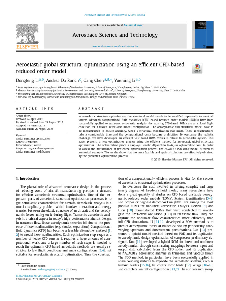 Aeroelastic Global Structural Optimization Using An Efficient CFD-based ...