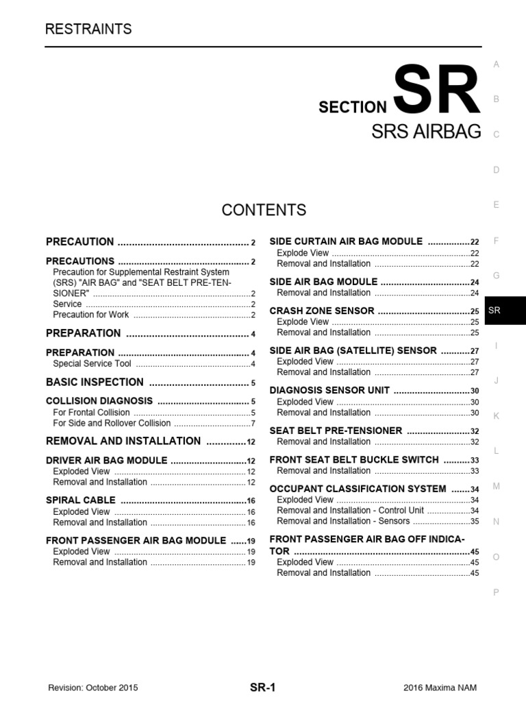 SR | PDF | Airbag | Seat Belt