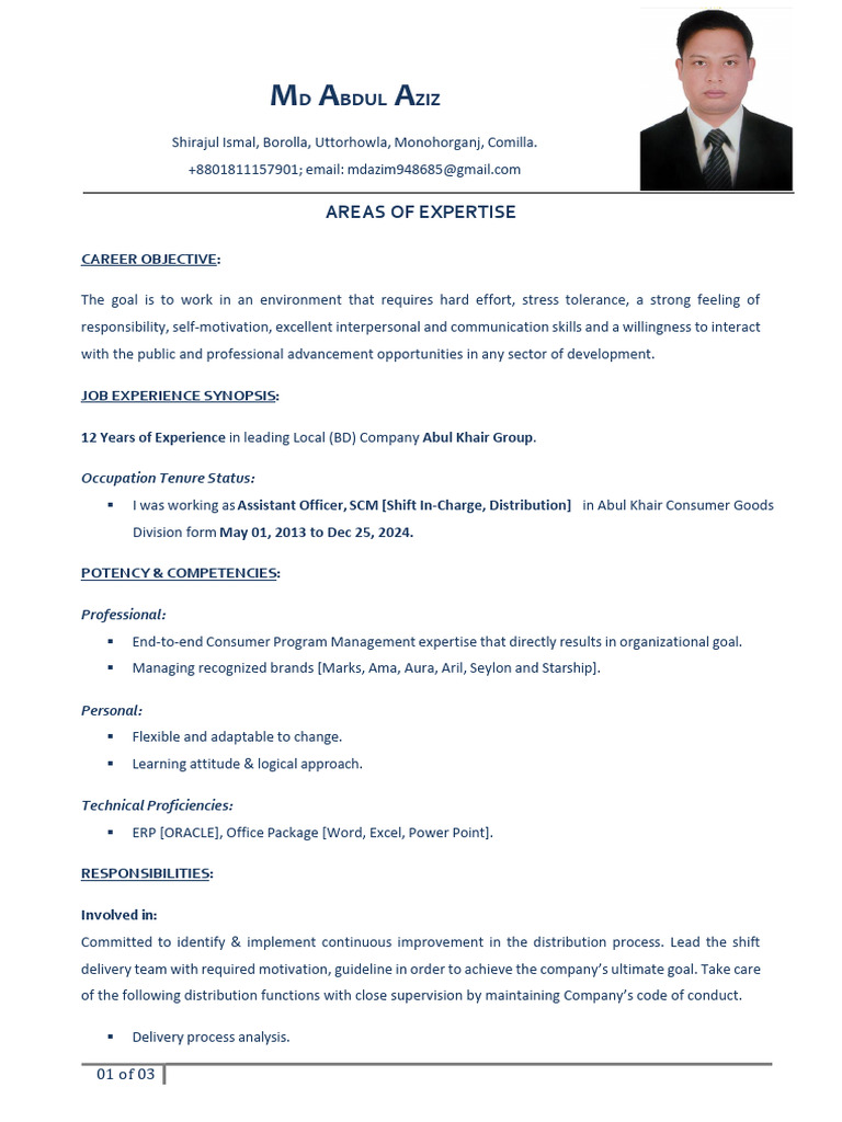 MD Abdul Aziz CV | PDF | Business
