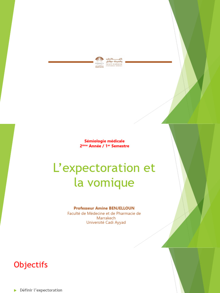Expectoration et vomique en sémiologie | PDF | Maladies et troubles ...