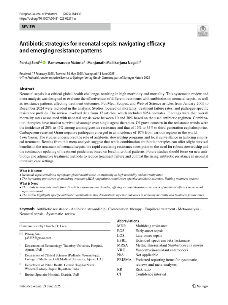 Antibiotic Strategies for Neonatal Sepsis | PDF | Antimicrobial ...