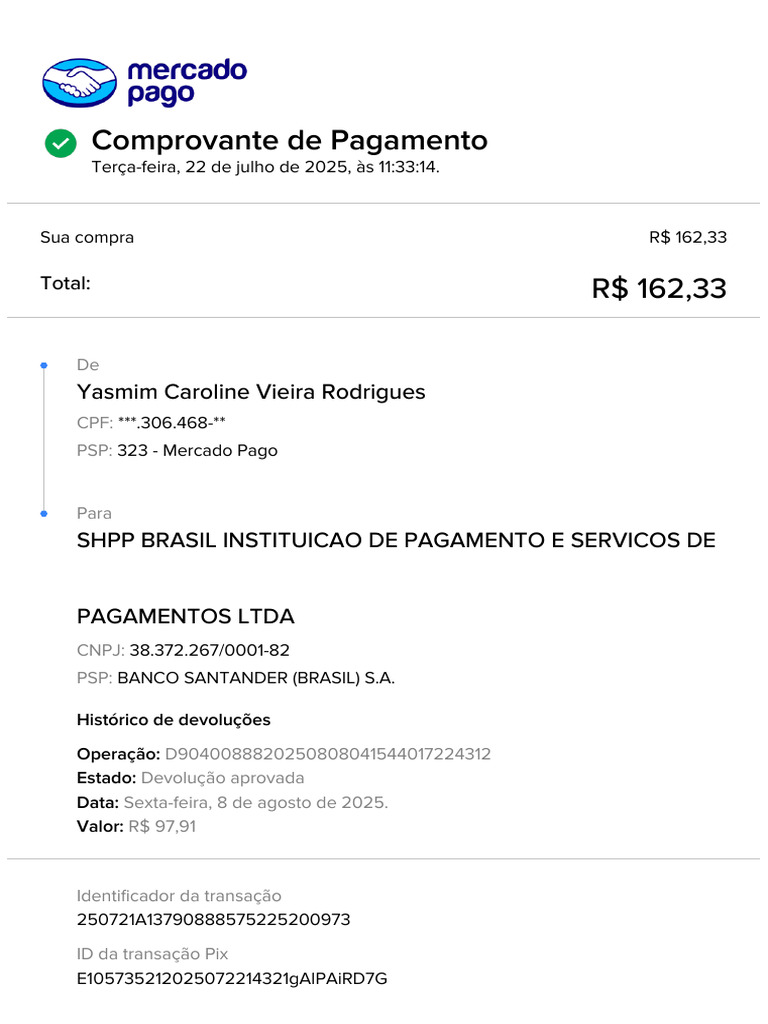 Comprovante de Pagamento SHPP Brasil | PDF