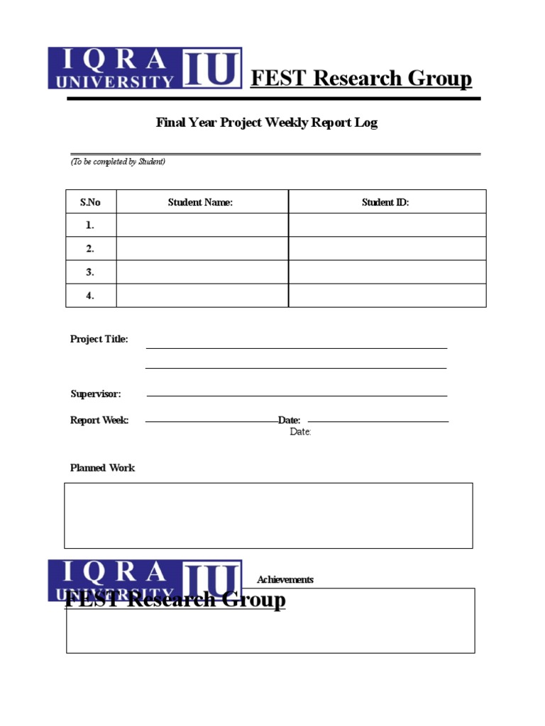 FEST Research Group Weekly Report | PDF