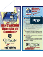Folleto Renovación Licencia de Conducir, Concepción - Chile