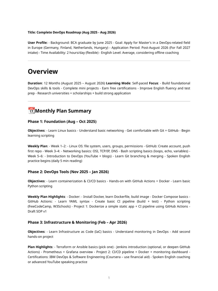 Dev Ops Roadmap 2025-26 | PDF | Free Software | Computing