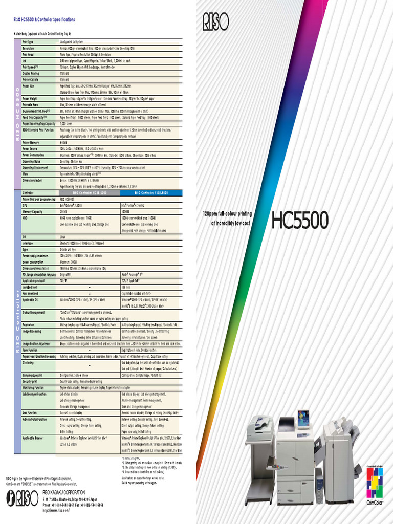 Riso Hc5500 16page Brochure Ebm Print Security Print Function Security ...