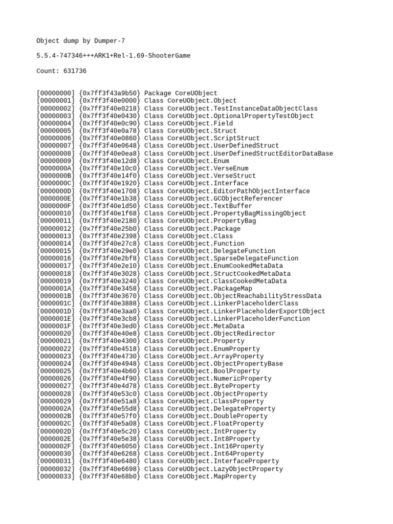 Object Dump Analysis for ShooterGame | PDF | Computer Programming ...