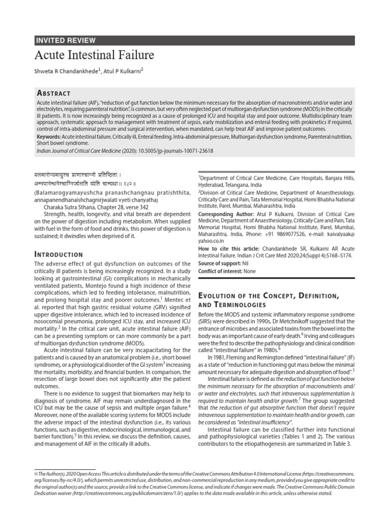 Management of Acute Intestinal Failure | PDF | Gastrointestinal Tract ...