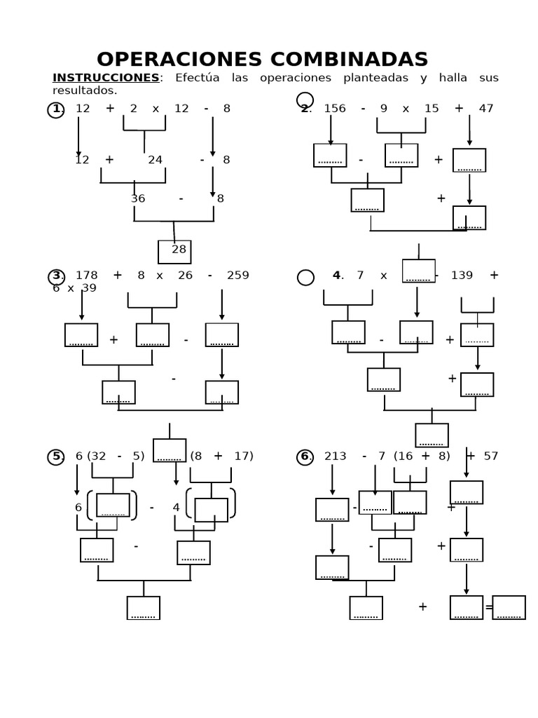 Ejercicios de Operaciones Matemáticas | PDF