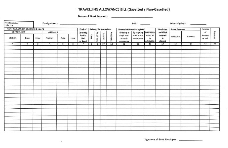 TA DA Federal Govt Form | PDF