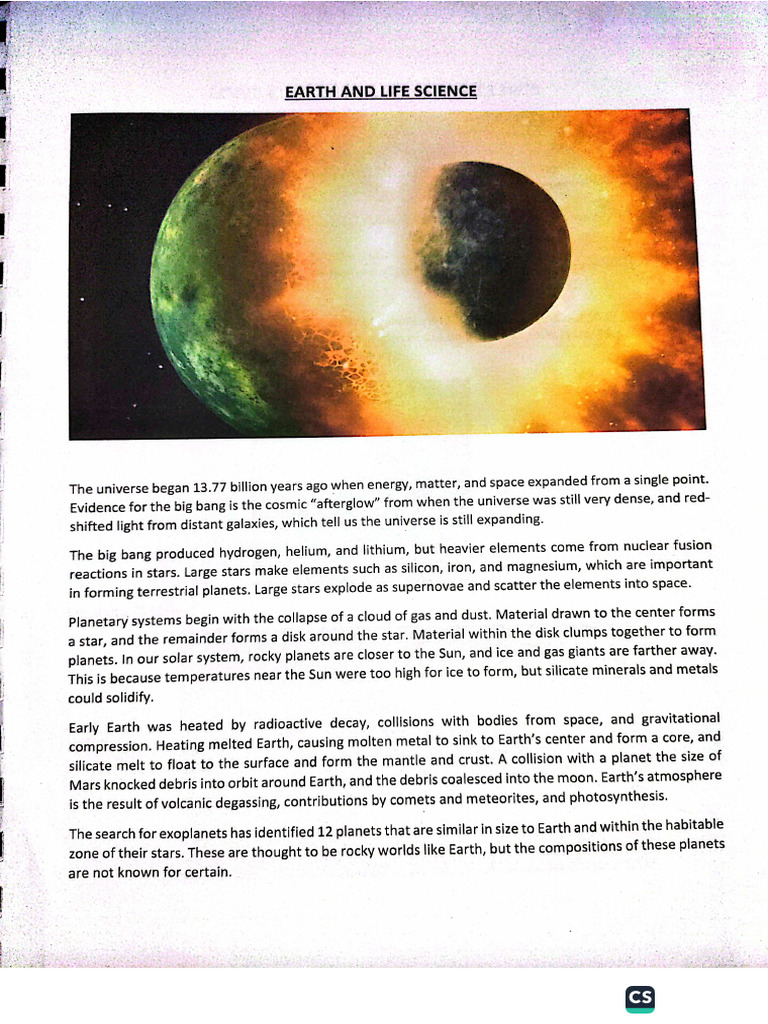 LESSON 1 ORIGIN OF THE STRUCTURE OF THE EARTH - PDF Version 1 | PDF