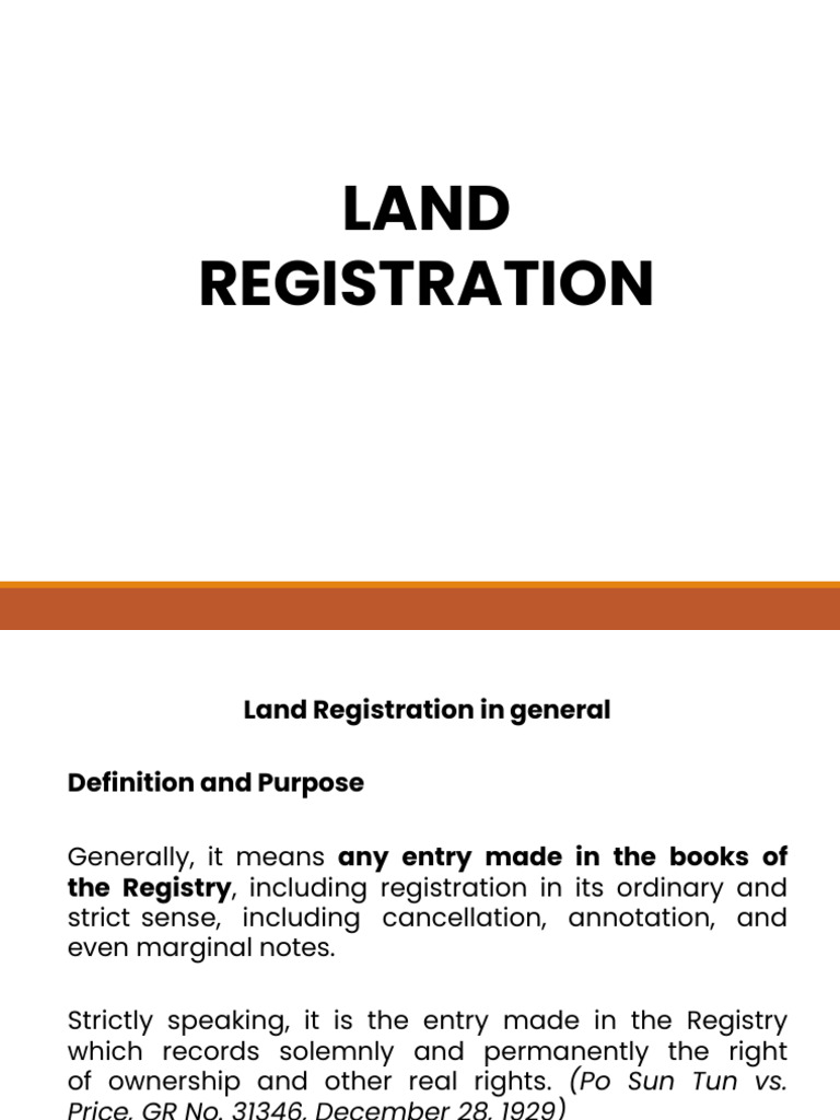 Understanding Land Registration Basics | PDF | Property Law | Natural ...