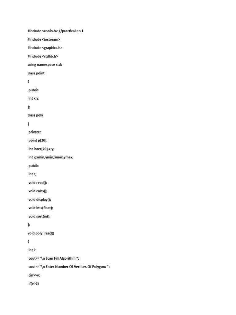 Polygon Fill and Clipping Algorithms | PDF | Computer Programming | C++
