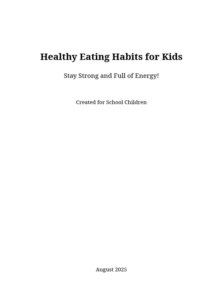 Healthy Eating Tips for Class 2 Kids | PDF