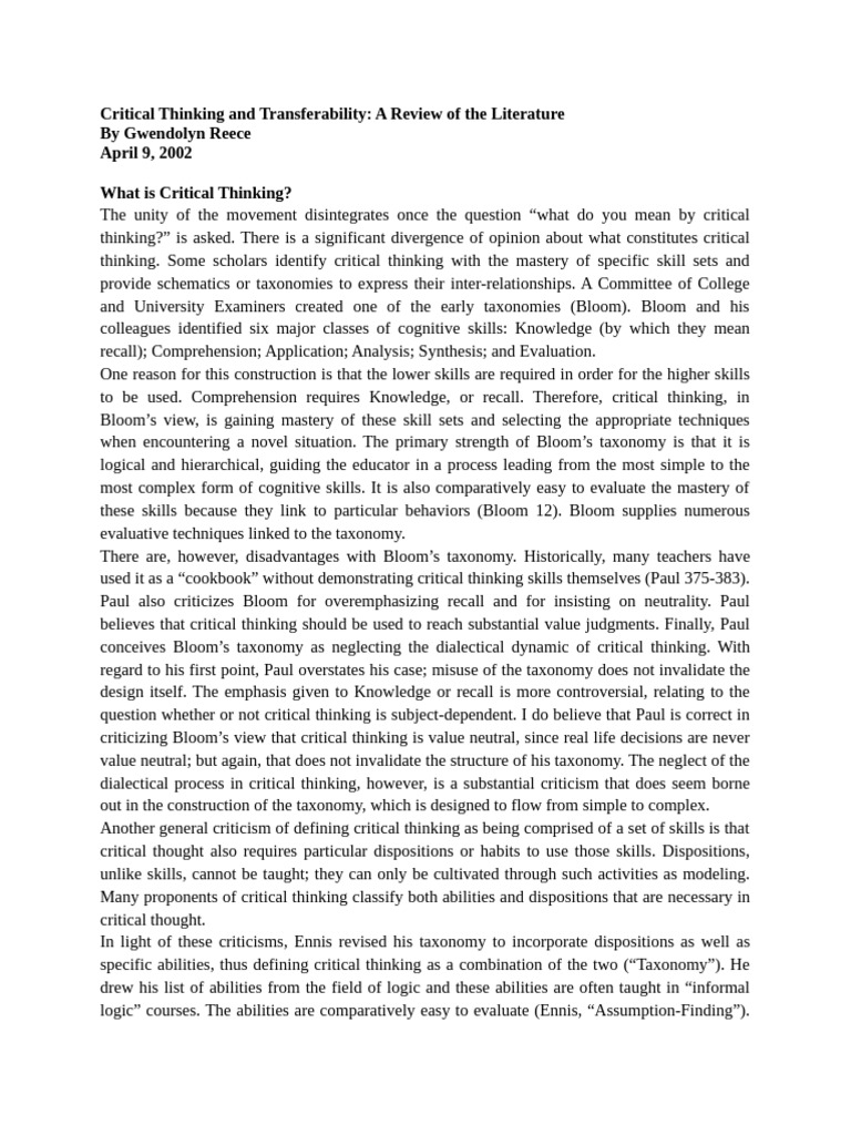 Critical Thinking Theories Reviewed | PDF | Critical Thinking | Thought