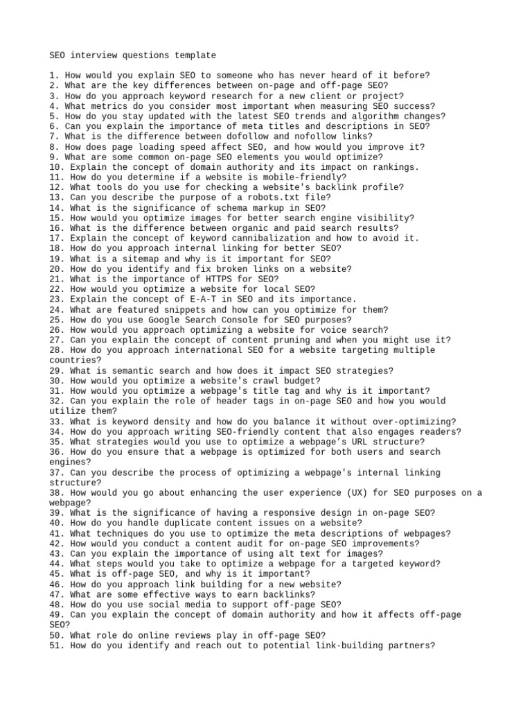 Interview Questions | PDF | Search Engine Optimization | Computing