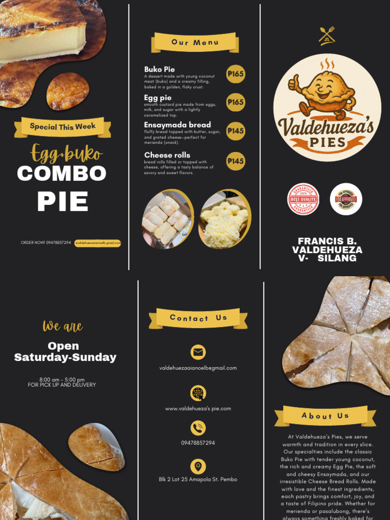 Valdehueza's Filipino Pastry Menu | PDF | Food And Drink Preparation ...
