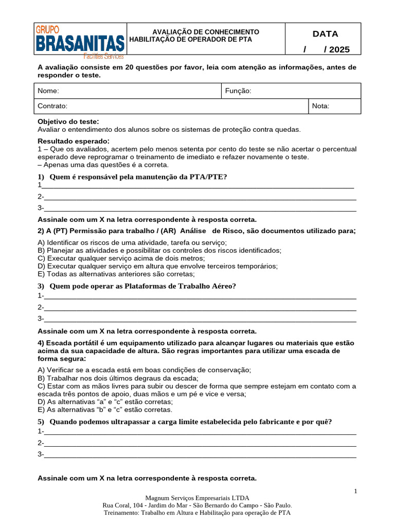 Avaliação - Op. de Pta - Final | PDF