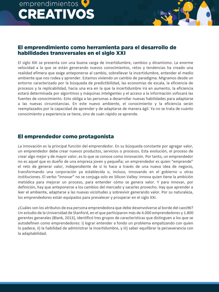 Lectura 2.2.3 - Emprendimiento y Habilidades para El Siglo XXI. | PDF ...