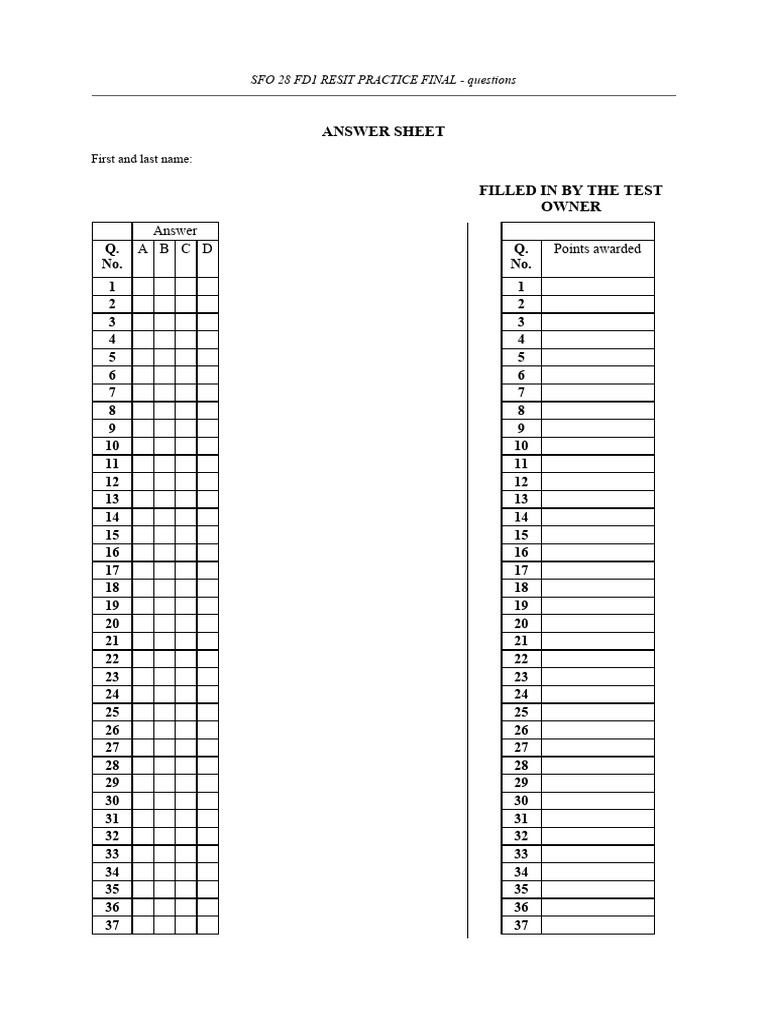Questions de pratique SFO 28 FD1 | PDF