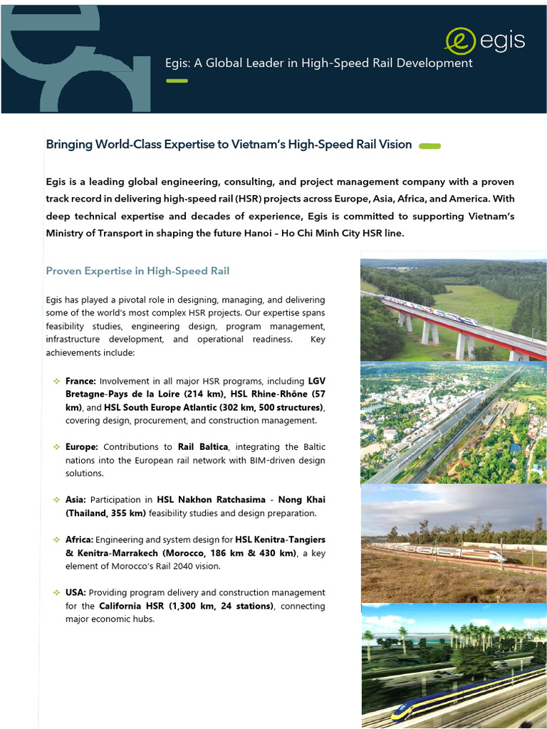 Egis: Partnering Vietnam's HSR Vision | PDF | Vietnam | High Speed Rail