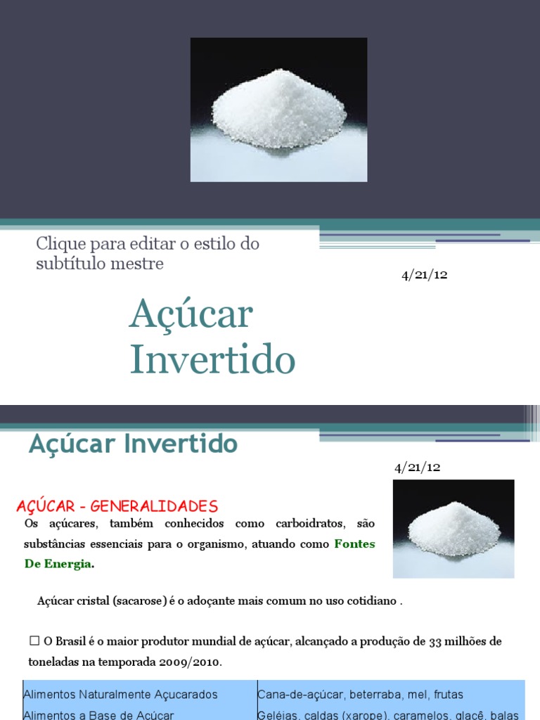 O Que é Açúcar Invertido? | PDF | Sacarose | Açúcar