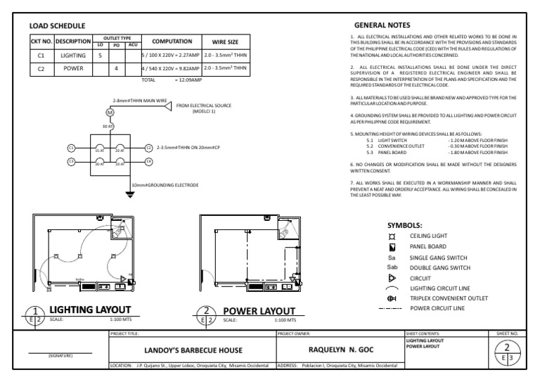 Electrical Layout for Landoy's Barbecue House | PDF | Electrical Wiring ...